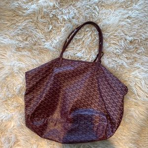 Burgundy pattern Goyard tote bag originally about $1200 from prestigious brand
